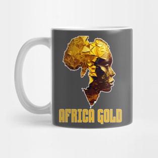 African Woman Shaped In Golden Africa Map Mug